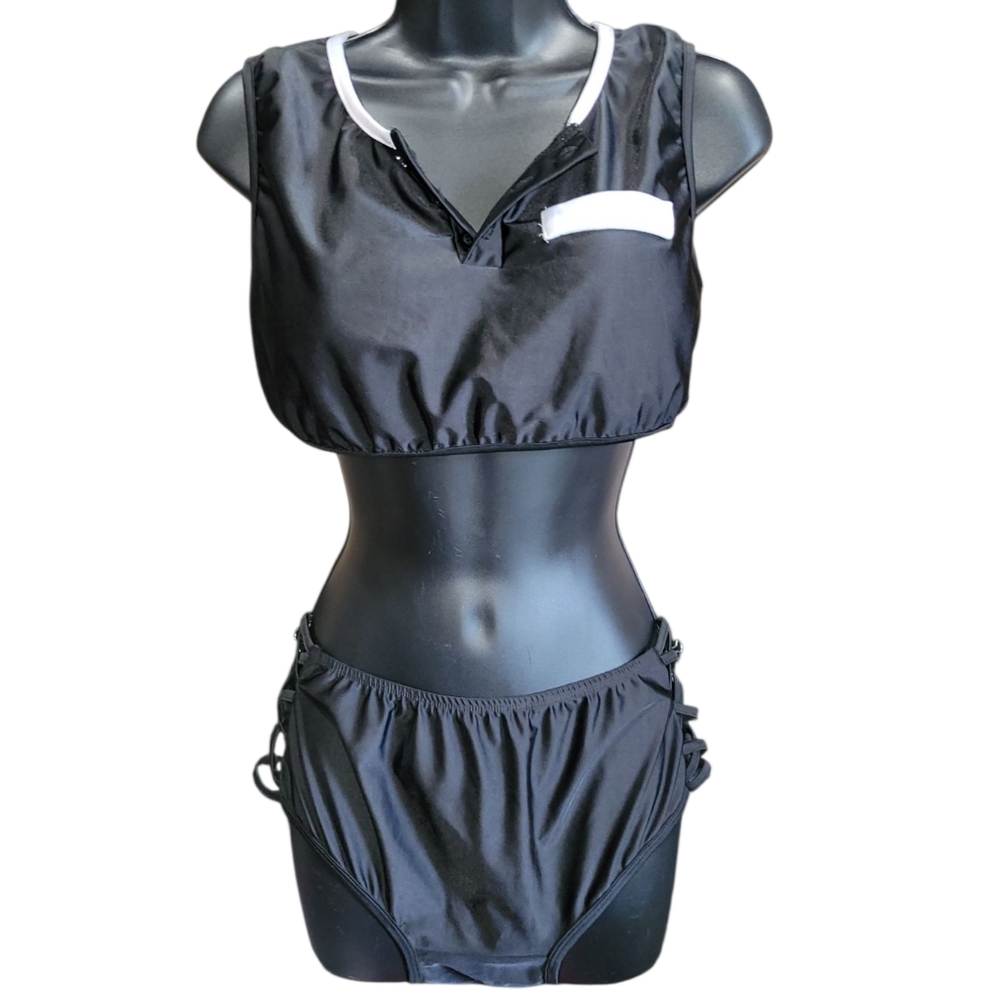 Unbranded black & white unique two-piece bikini Size XL